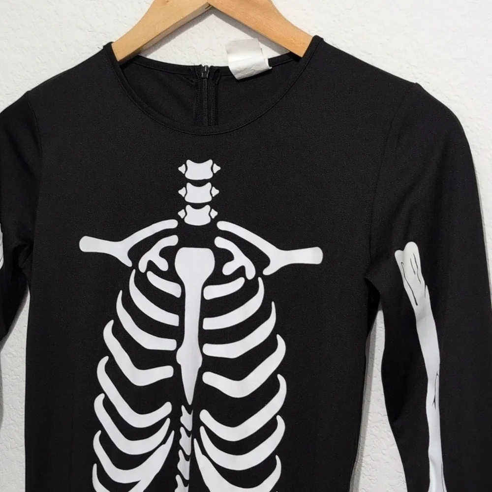 Youth‎ Large One Piece Onesie Skeleton Halloween Costume Gender Neutral Back Zip